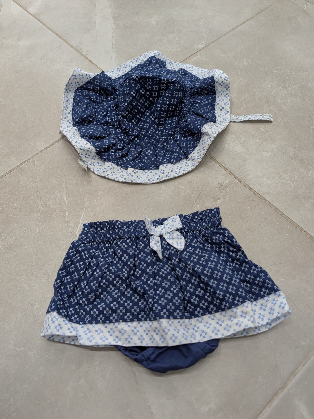 2/$25 Gymboree Navy Skirt & Sun Hat Set โ 0-3M